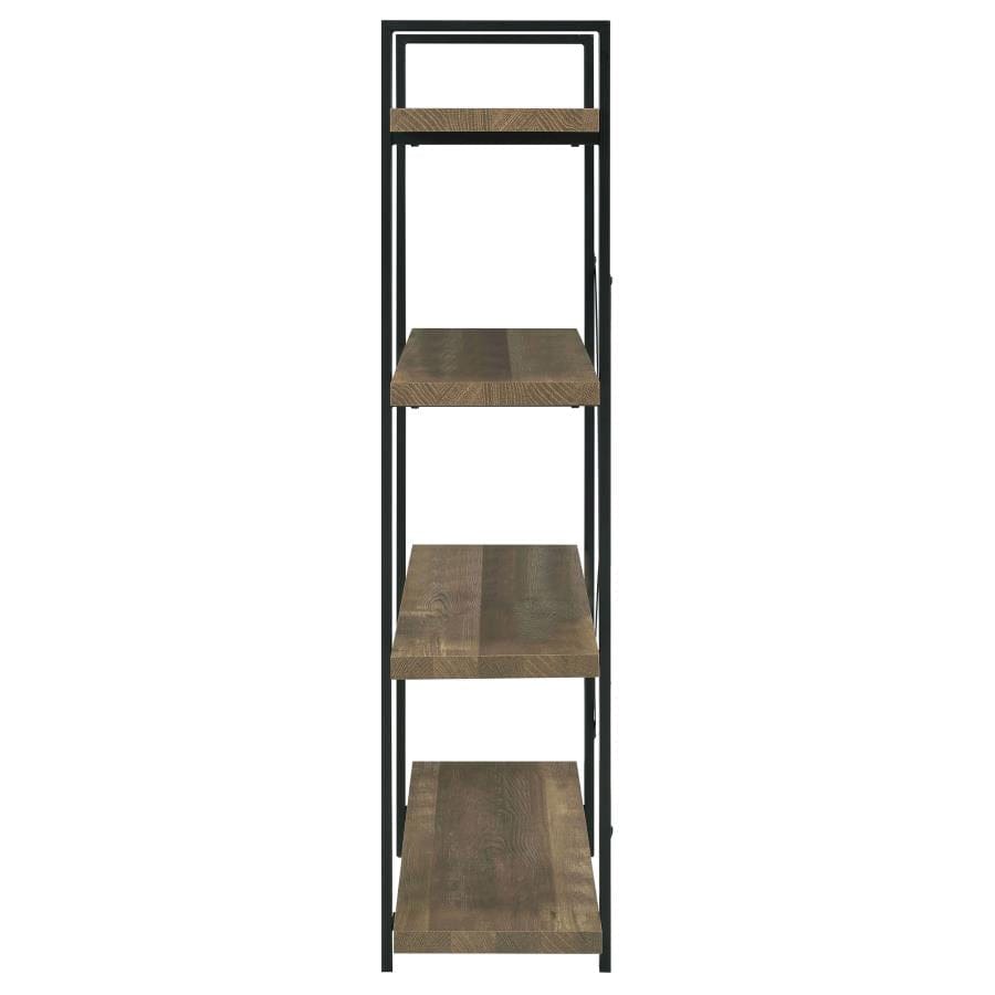 Tolar 4-tier Open Shelving Bookcase Rustic Oak and Black