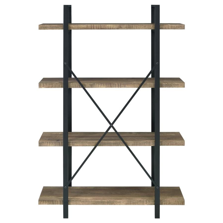 Tolar 4-tier Open Shelving Bookcase Rustic Oak and Black