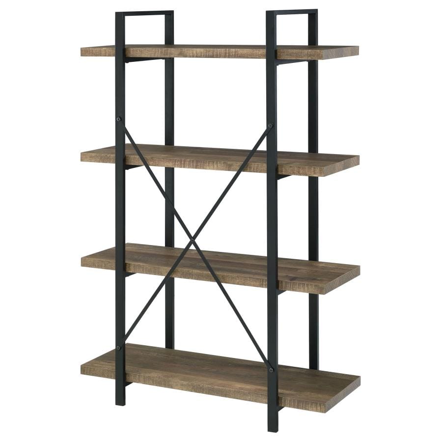 Tolar 4-tier Open Shelving Bookcase Rustic Oak and Black