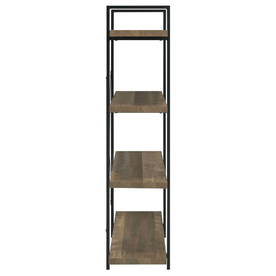 Tolar 4-tier Open Shelving Bookcase Rustic Oak and Black