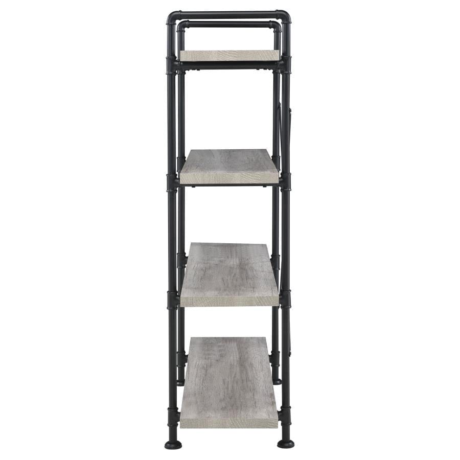 Delray 4-tier Open Shelving Bookcase Grey Driftwood and Black