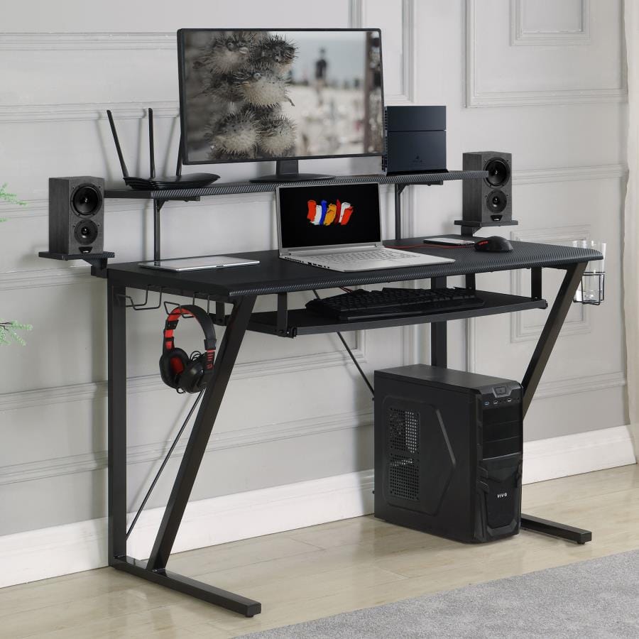 Tech Spec Tech Spec Gaming Desk with Cup Holder Gunmetal