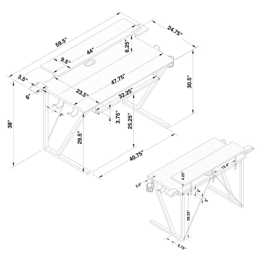 Tech Spec Tech Spec Gaming Desk with Cup Holder Gunmetal