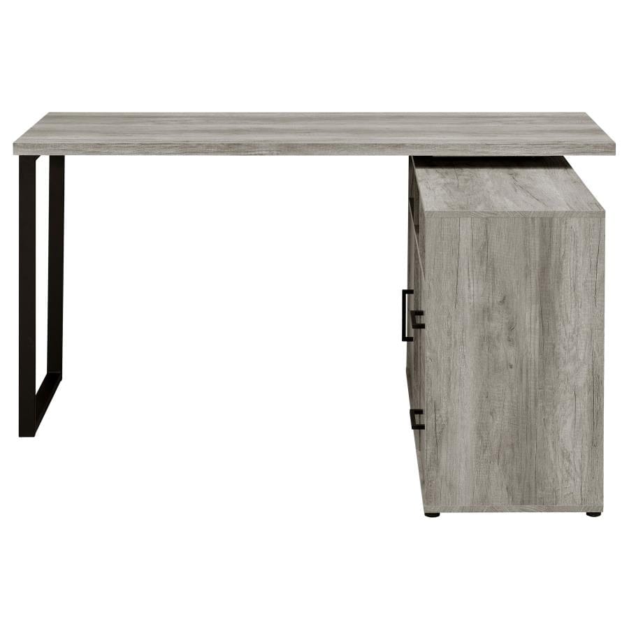 Hertford L-shape Office Desk with Storage Grey Driftwood