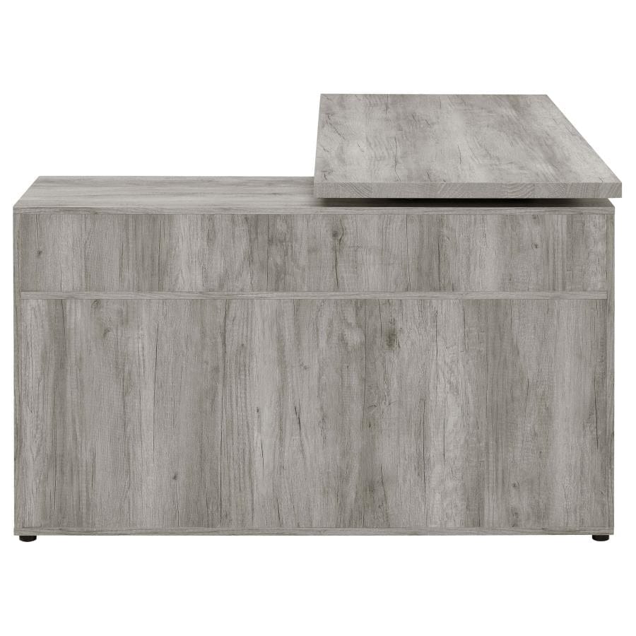 Hertford L-shape Office Desk with Storage Grey Driftwood