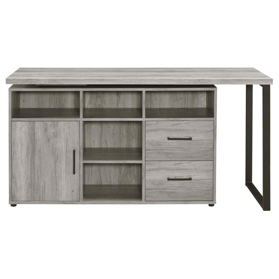 Hertford L-shape Office Desk with Storage Grey Driftwood