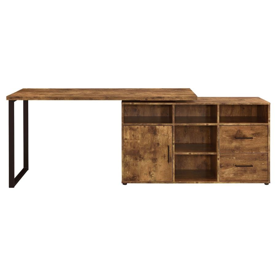 Hertford L-shape Office Desk with Storage Antique Nutmeg