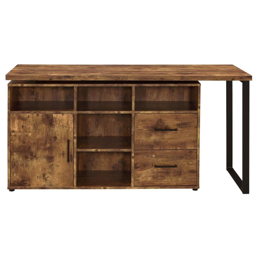 Hertford L-shape Office Desk with Storage Antique Nutmeg