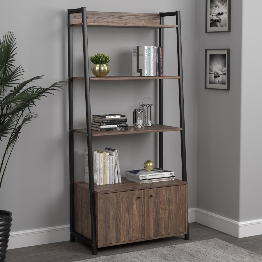 Jacksonville Bookcase with 2-door Cabinet Aged Walnut