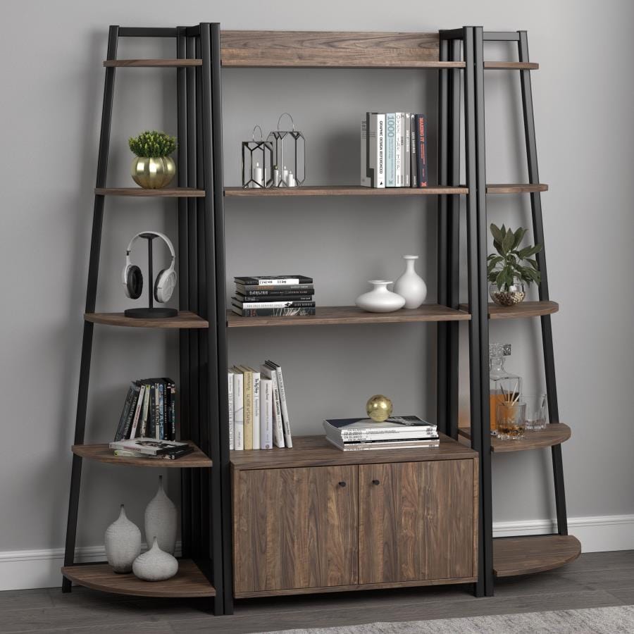Jacksonville Bookcase with 2-door Cabinet Aged Walnut