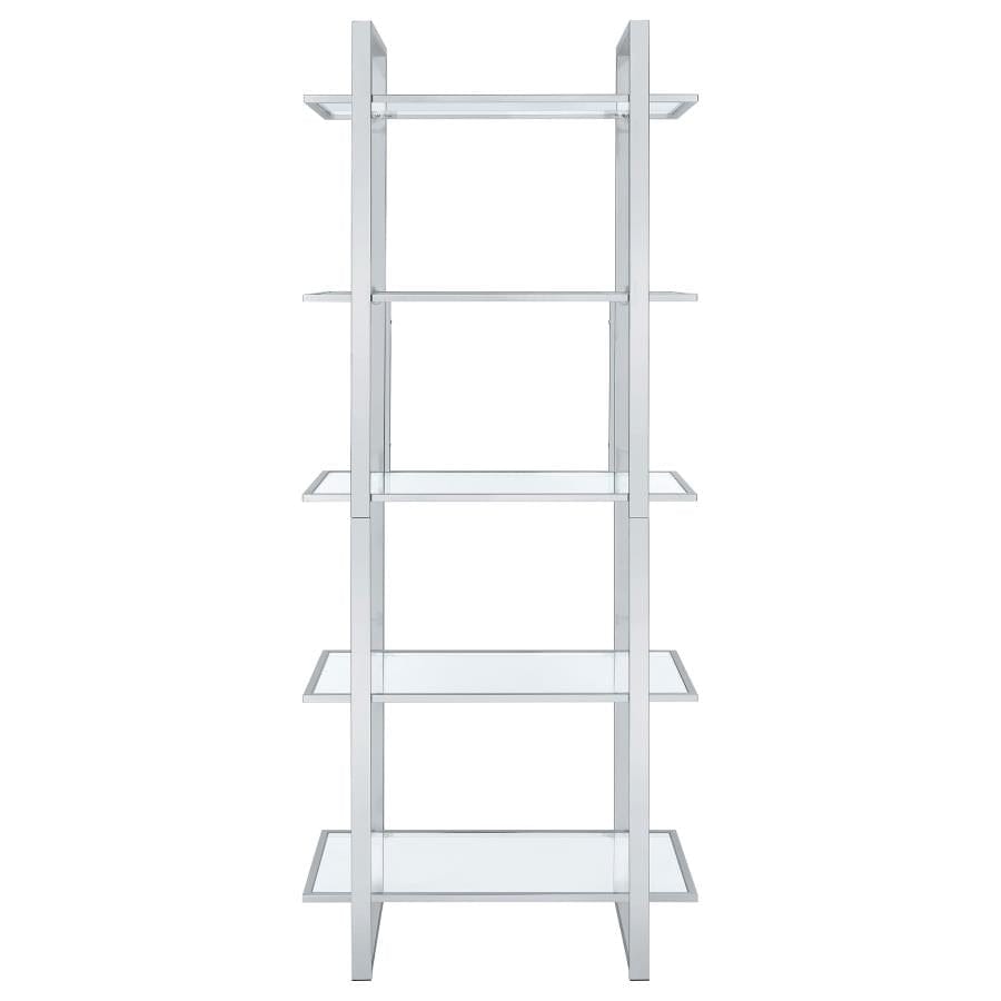 Hartford Glass Shelf Bookcase Chrome