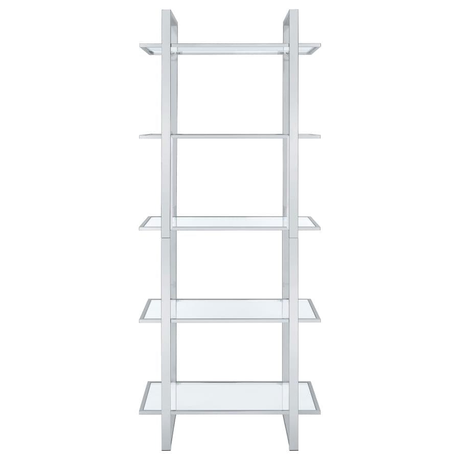 Hartford Glass Shelf Bookcase Chrome