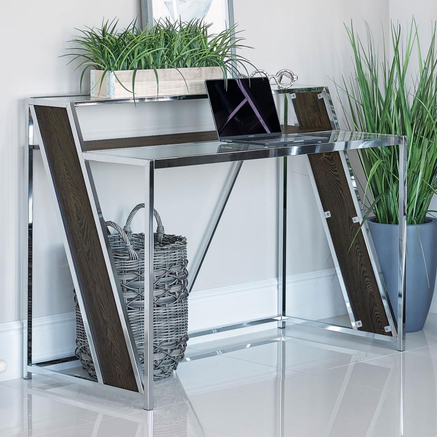 Alamosa Glass Top Writing Desk Chrome