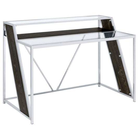 Alamosa Glass Top Writing Desk Chrome