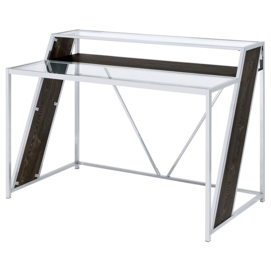 Alamosa Glass Top Writing Desk Chrome