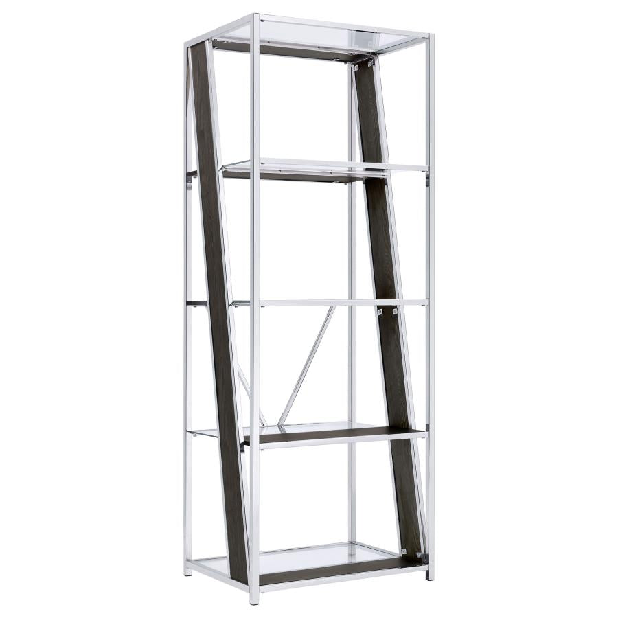 Alamosa 4-tier Bookcase with Glass Shelf Chrome