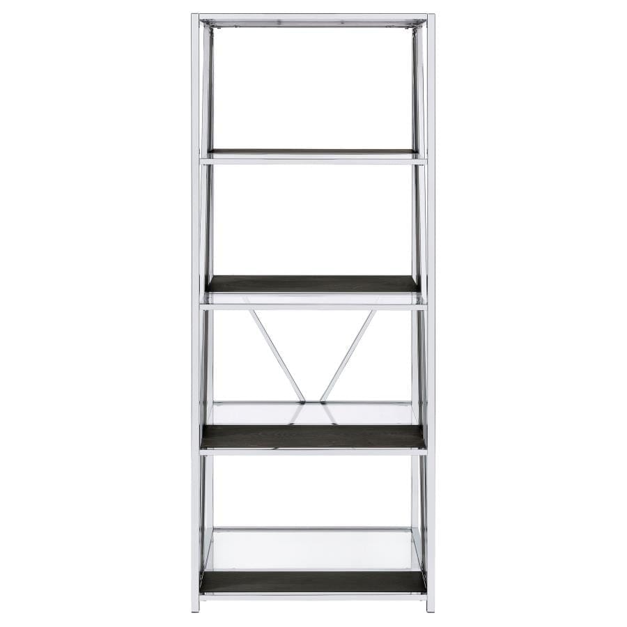 Alamosa 4-tier Bookcase with Glass Shelf Chrome