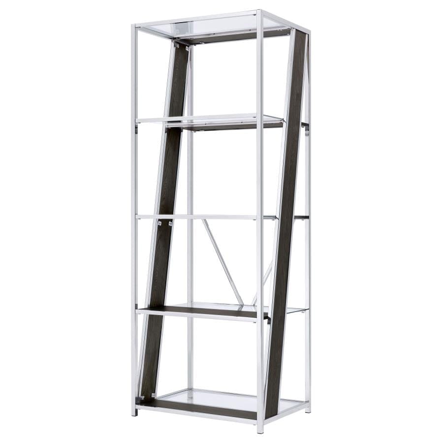 Alamosa 4-tier Bookcase with Glass Shelf Chrome