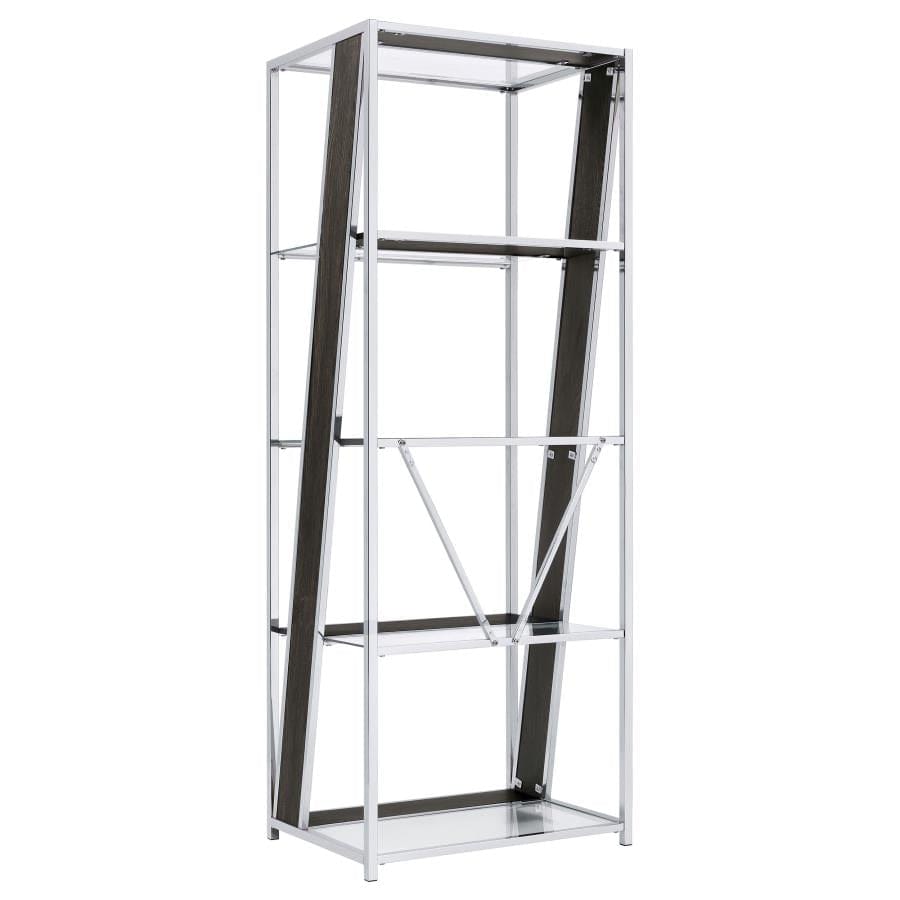 Alamosa 4-tier Bookcase with Glass Shelf Chrome