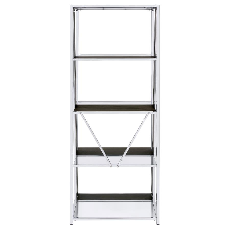 Alamosa 4-tier Bookcase with Glass Shelf Chrome