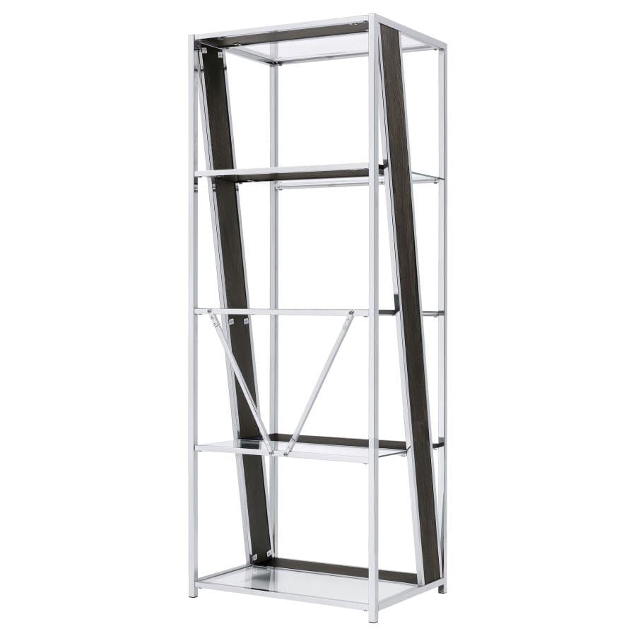 Alamosa 4-tier Bookcase with Glass Shelf Chrome