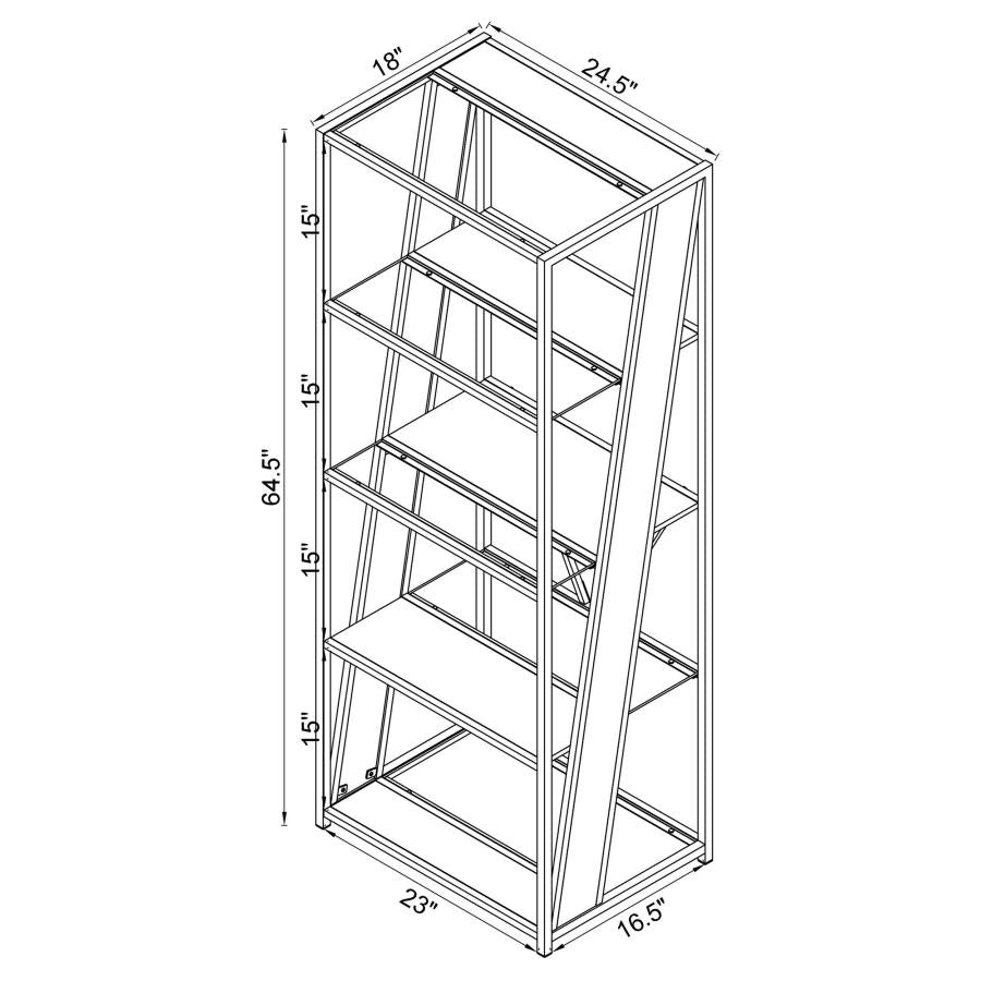 Alamosa 4-tier Bookcase with Glass Shelf Chrome