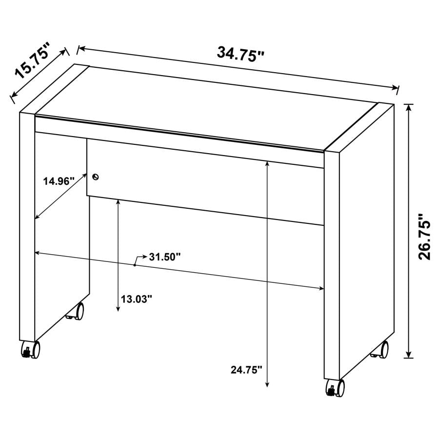 Luetta Rectangular Mobile Return with Casters Aged Walnut