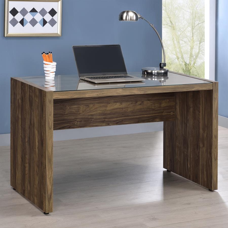 Luetta 48-inch Rectangular Writing Desk Aged Walnut