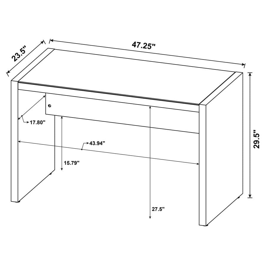 Luetta 48-inch Rectangular Writing Desk Aged Walnut