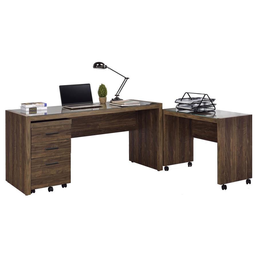 Luetta 3-piece Office Desk Set Aged Walnut