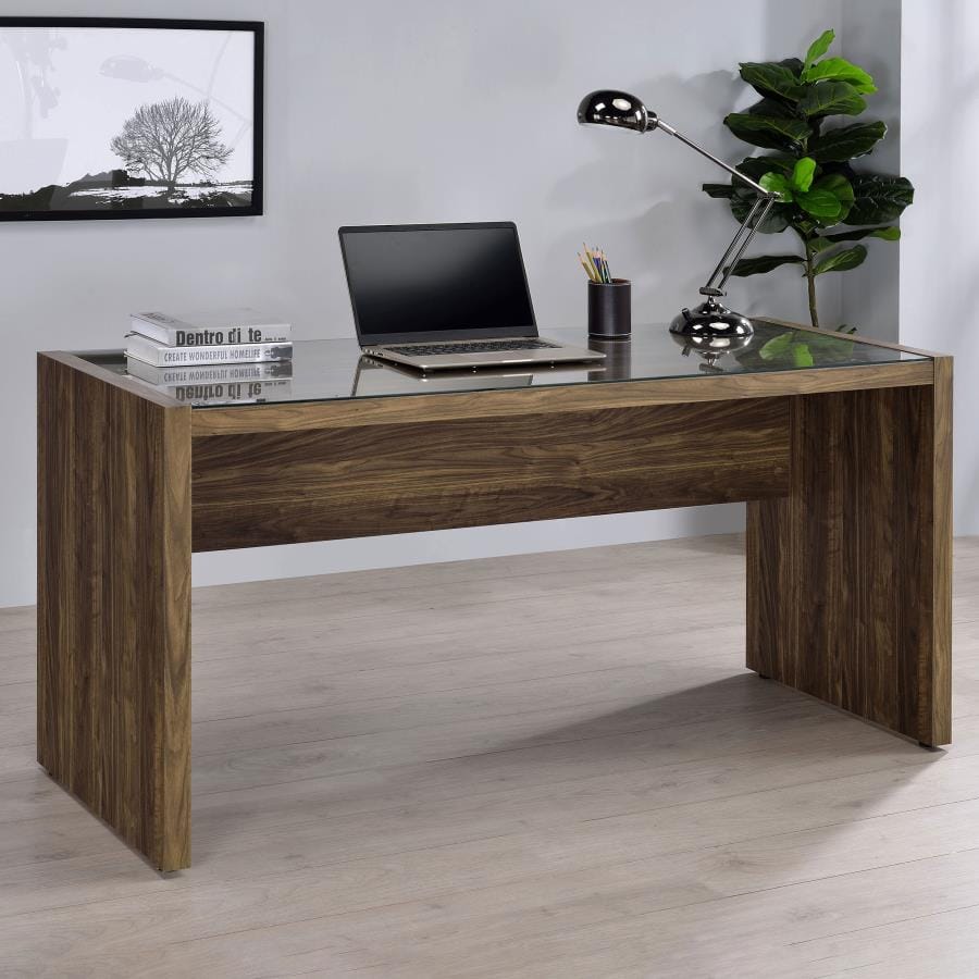 Luetta 59-inch Rectangular Writing Desk Aged Walnut