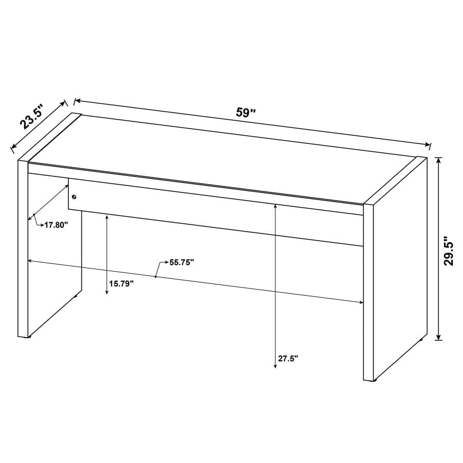 Luetta 59-inch Rectangular Writing Desk Aged Walnut