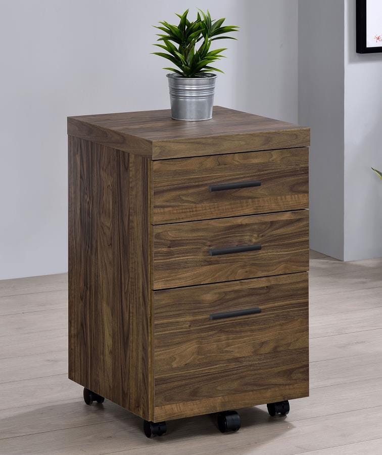 Luetta 3-drawer Mobile Storage Cabinet with Casters Aged Walnut