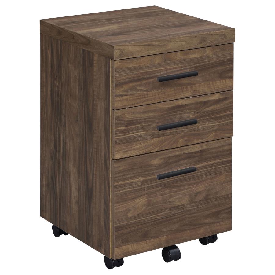 Luetta 3-drawer Mobile Storage Cabinet with Casters Aged Walnut