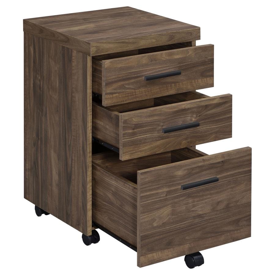 Luetta 3-drawer Mobile Storage Cabinet with Casters Aged Walnut