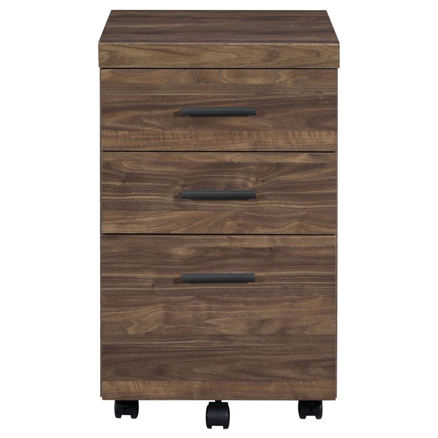 Luetta 3-drawer Mobile Storage Cabinet with Casters Aged Walnut