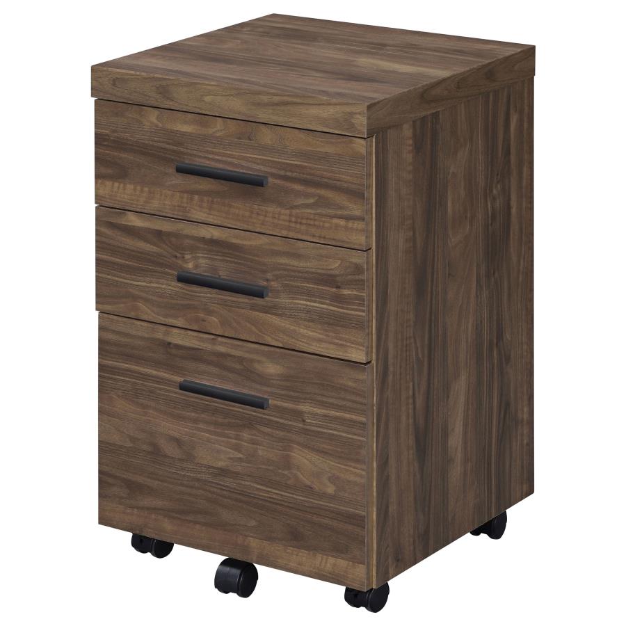 Luetta 3-drawer Mobile Storage Cabinet with Casters Aged Walnut