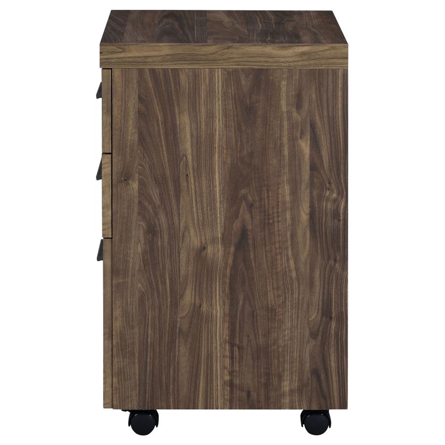 Luetta 3-drawer Mobile Storage Cabinet with Casters Aged Walnut