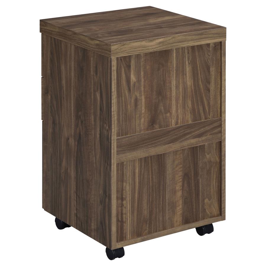 Luetta 3-drawer Mobile Storage Cabinet with Casters Aged Walnut