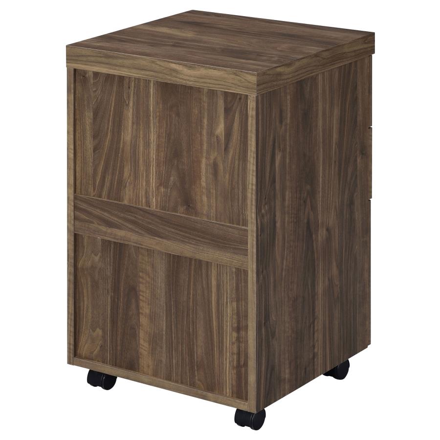 Luetta 3-drawer Mobile Storage Cabinet with Casters Aged Walnut