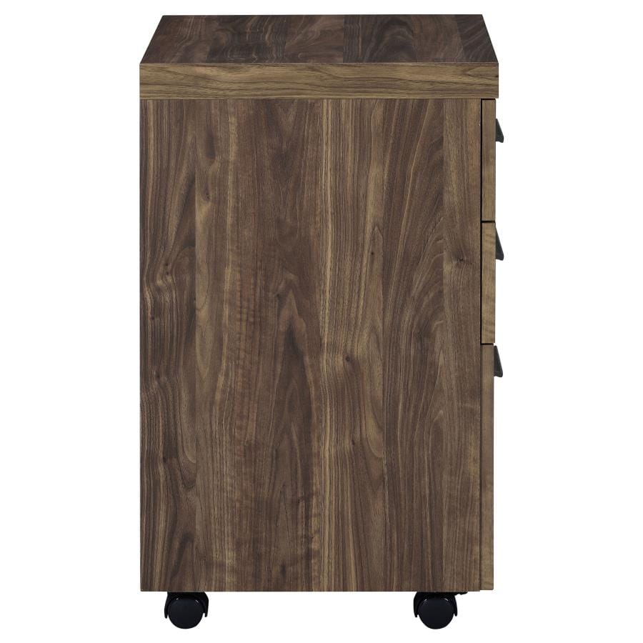 Luetta 3-drawer Mobile Storage Cabinet with Casters Aged Walnut