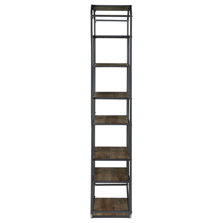 Leland 6-shelf Bookcase Rustic Brown and Dark Grey