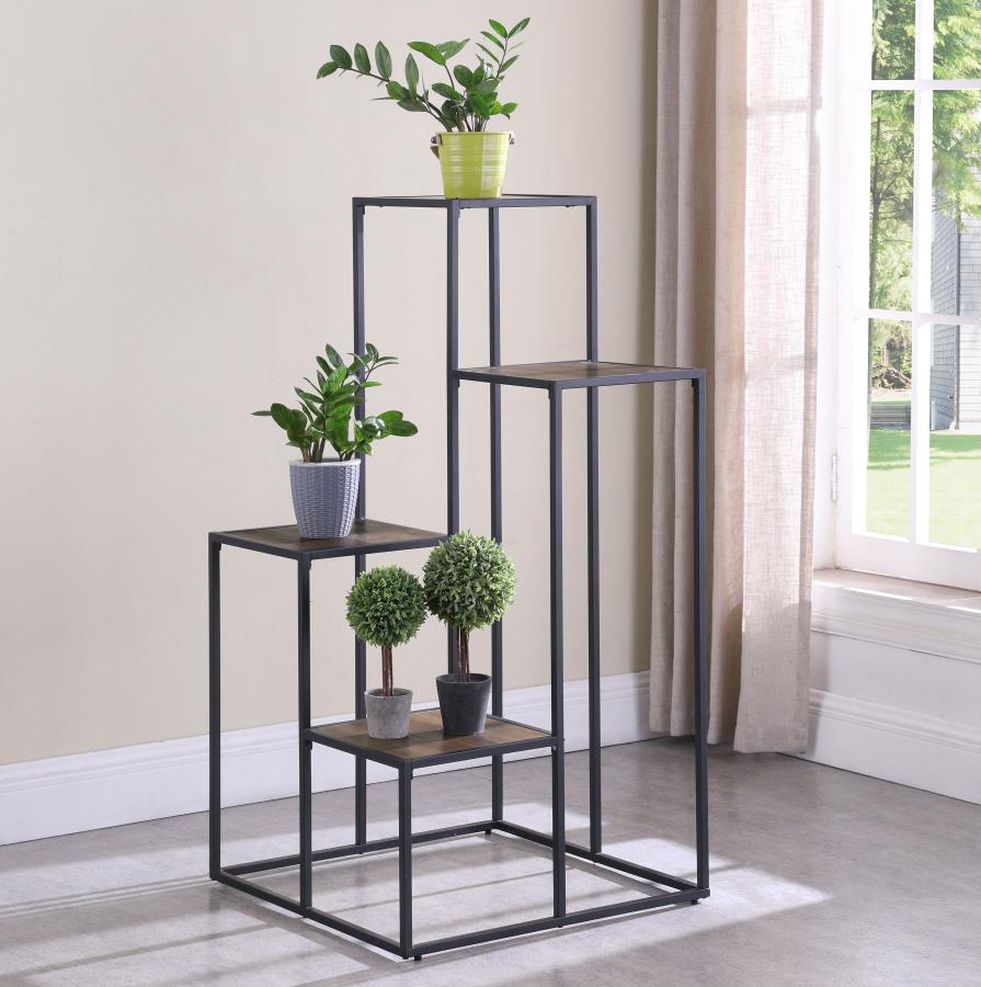 Rito 4-tier Display Shelf Rustic Brown and Black