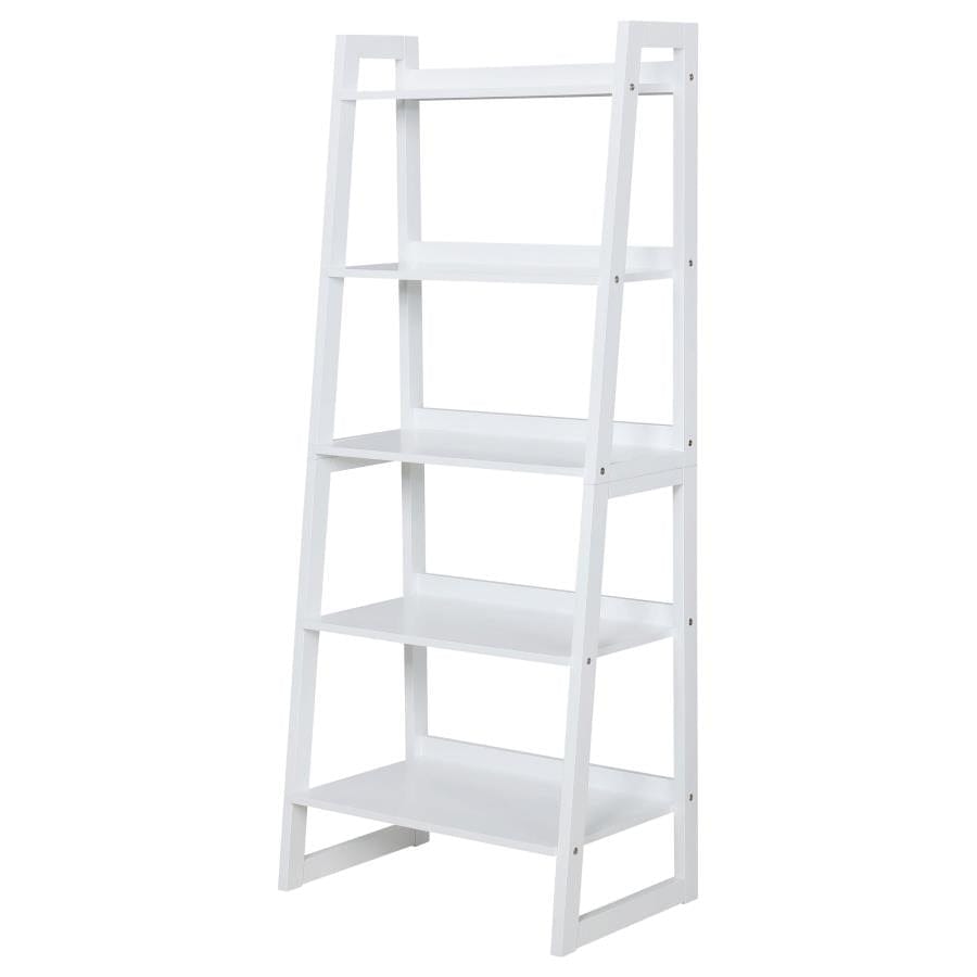 Trudie 5-shelf Ladder Bookcase White