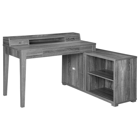 Jamara L-shape Office Desk with Power Outlet Weathered Grey