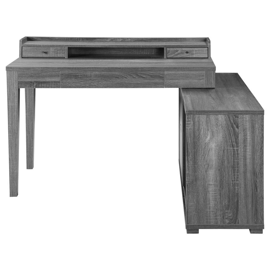 Jamara L-shape Office Desk with Power Outlet Weathered Grey