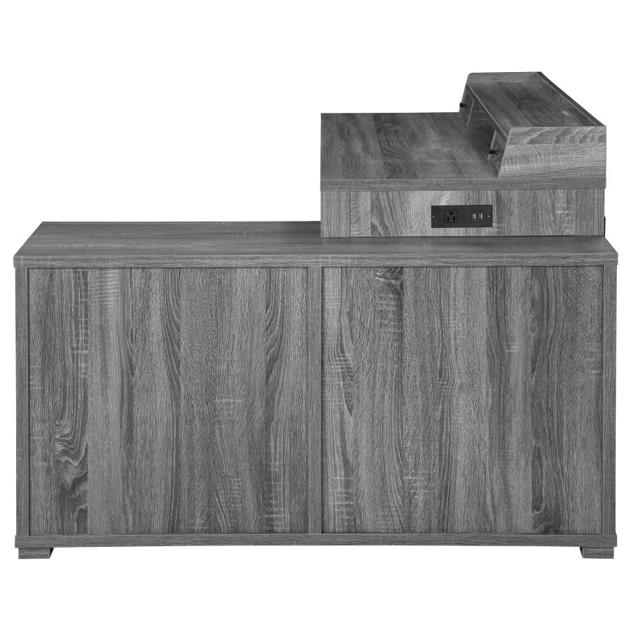 Jamara L-shape Office Desk with Power Outlet Weathered Grey