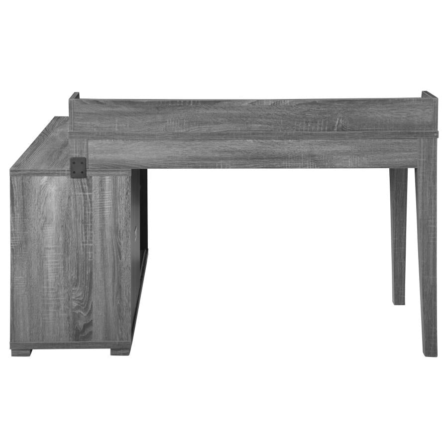 Jamara L-shape Office Desk with Power Outlet Weathered Grey