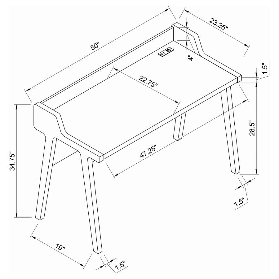 Paiter Writing Desk with Power Outlet White