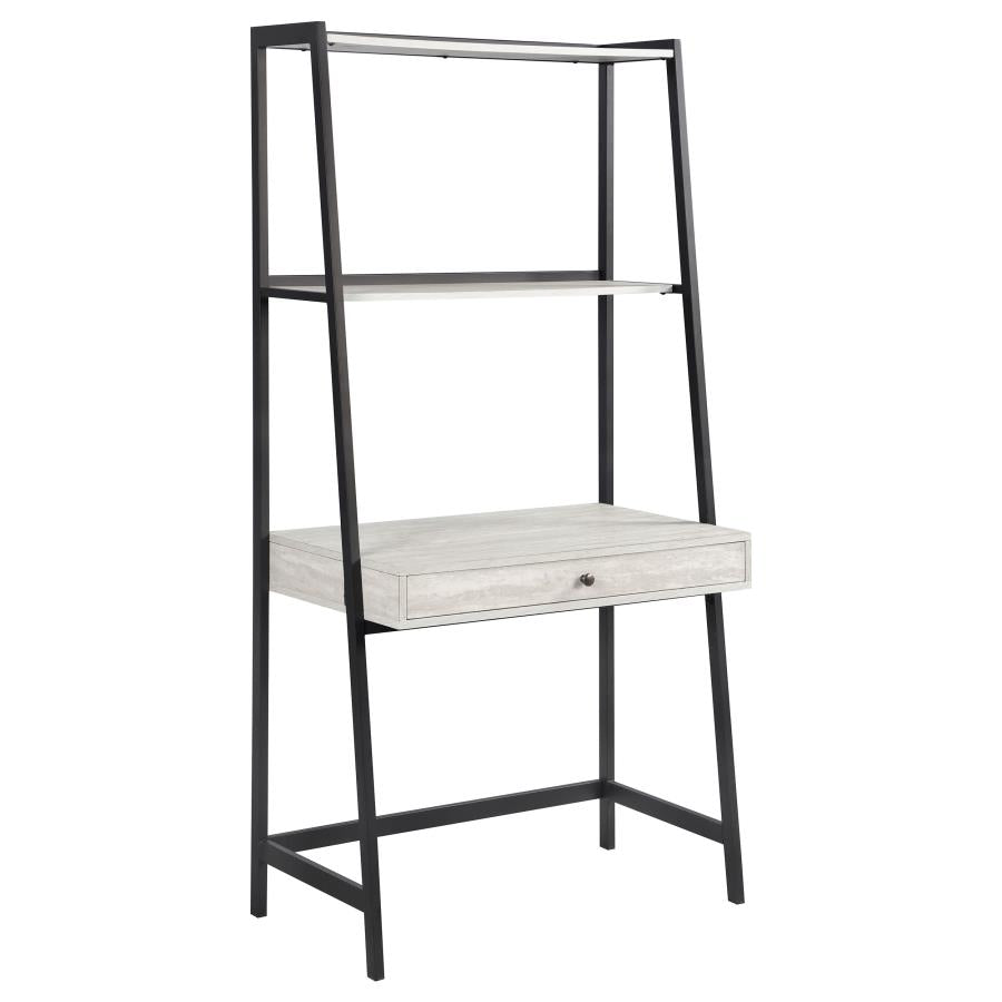 Pinckard 3-piece Ladder Desk Set Grey Stone Herringbone and Black